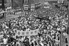 Hong Kong, June 3, 1990 Demonstration in support of TianAnmen protesters on the first anniversary of the massacre in Beijing